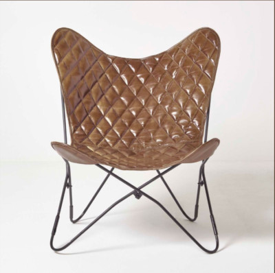 Vintage leather butterfly chair Leather accent BKF living room Relaxing chair