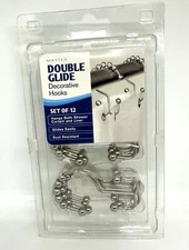 Shower Curtain Hooks Rings, Rust-Resistant Metal Double Glide Shower Hooks for B