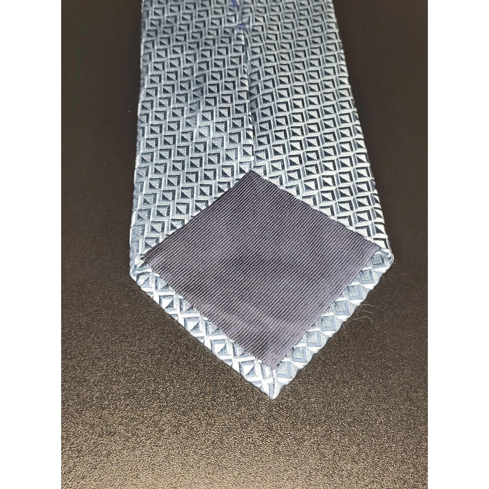 Villa Bolgheri Men’s Necktie Light Blue Geometric 100% Silk Italy Excellent - product detail image 2