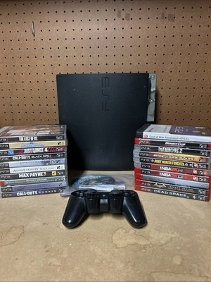 PS3 Slim 250GB Bundle 21 Games & 1 Controller - Tested - NO HDMI/Charge Cord