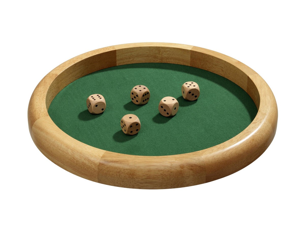 Large Wooden Dice Tray with Dice (39cm) (UK)