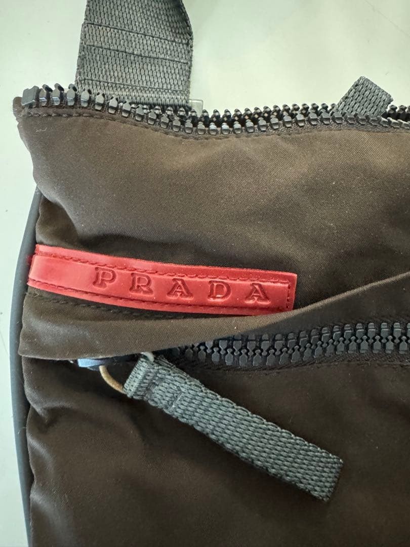 PRADA Nylon Shoulder Bag Brown Crossbody with Zipper Pocket Authentic thumbnail 7