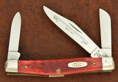 CASE XX USA 1889-1989 CENTENNIAL RED BONE STOCKMAN KNIFE R6344 SS NICE (32935)
