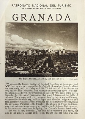 National Board for Travel in Spain Granada Brochure Alhambra Map Photos 1930s