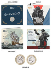 2020 £2 coin Two pound coins JAMES COOK, VE DAY,  AGATHA CHRISTIE, MAYFLOWER