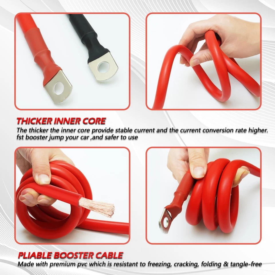 Cables de puente elevador de alta resistencia calibre 2/0 30 pies 1500 amperios con conexión rápida Plu Foto 4 de 4