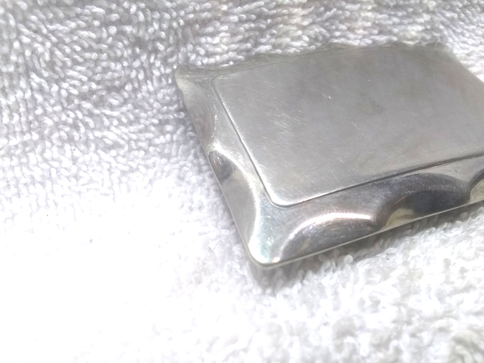 Silver Shiny Solid Beveled Edge Rectangle Belt Bu… - image 3