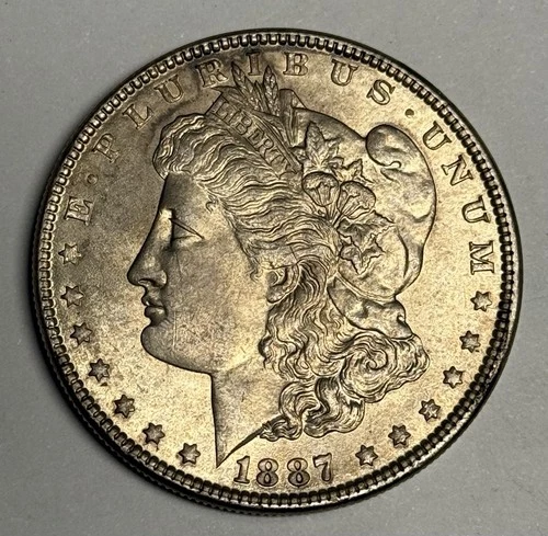 Toned GEM BU 1887-P Morgan Silver Dollar (all original), U.S. $1 Coin UNC MS