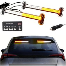 Led Visor Windshield Strobe Light Bar Emergency Warning Hazard White Amber