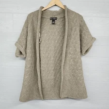 Mercer & Madison Gray Lambswool Angora Blend Short Sleeve Cardigan Womens L