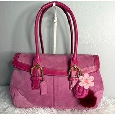 y2k COACH Vintage 2004 Pink Hampton Suede SOHO Flap Satchel