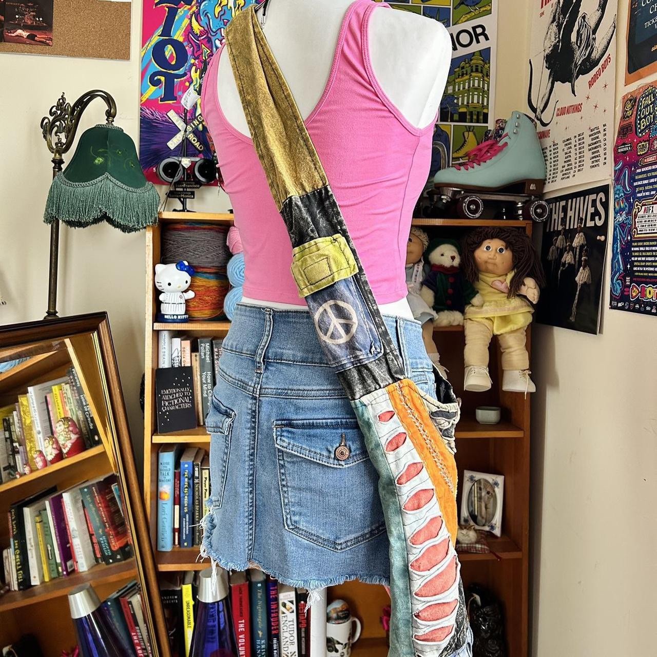 Unique patchwork hippy crossbody bag with peace s… - image 3