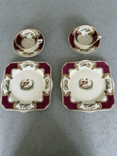 Mahjong! 2 Antique Chelsea Bird Plate Settings Myott's Royal Crown England