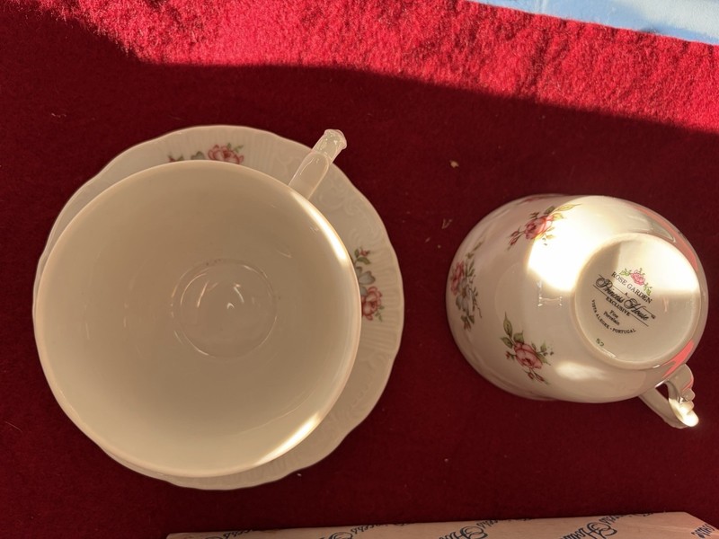 Vintage Princess House Rose Garden Fine Porcelain Teacup And Saucer Set C1980s