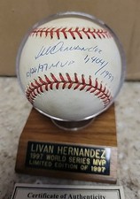 LIVAN HERNANDEZ autographed official Major League 1997 World Series BB Coa Tonei