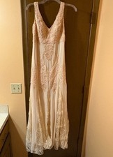 Sue Wong Nocturne Light Pink Embroidered Embellished Lace Gown Size 8