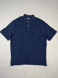 Vinatge Polo Ralph Lauren Nautical Shirt Mens 2XLT Navy Short Sleeve Anchors AOP