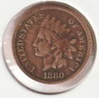 US Rare Old 1880 Indian Head Penny Coin Native American Collection Shield Cent