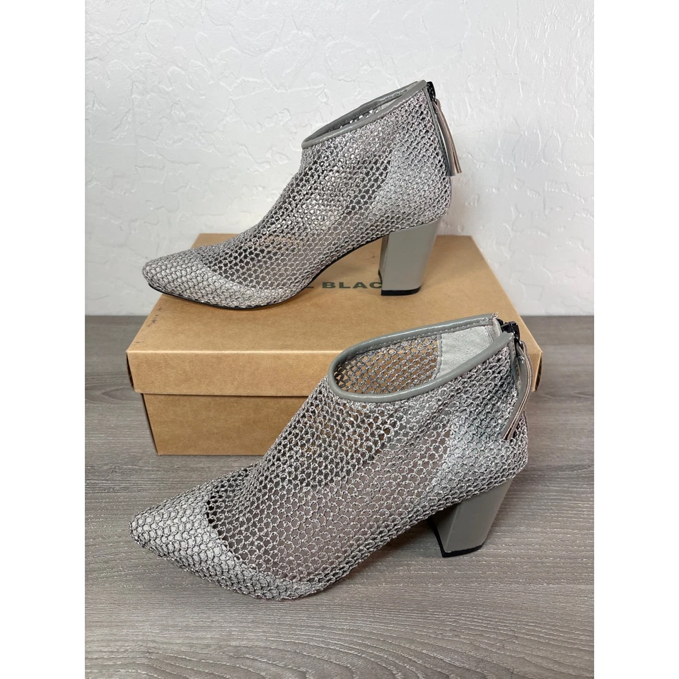 Botines todo negro gris tejido tejido bloque tacón plateado para mujer talla 36,5- nuevos en caja Foto 2 de 4