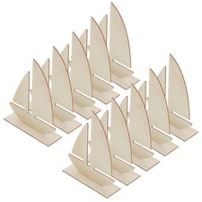 10Pcs Sailboat Shape Wood Slices Rustic Wooden Embellishments Ornaments