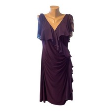 Chaps Women’s Sz 12 Midi Low Back Dress Purple Wedding Guest  Cocktail $120 New
