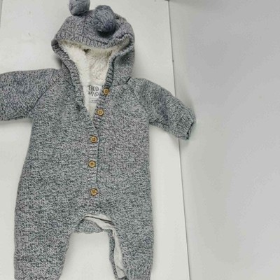Babywagen grau Fleece gefüttert Fred & Flo Kapuze All in One Neugeborenes Baby