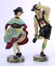 GESCHNITZTE FIGUREN TRACHT Bayerische Tänzer Paar coloriert Oberammergau 21cm