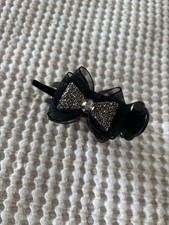 Ponytail Bun Hair Claw Clip, Rhinestone Black Bow Tie