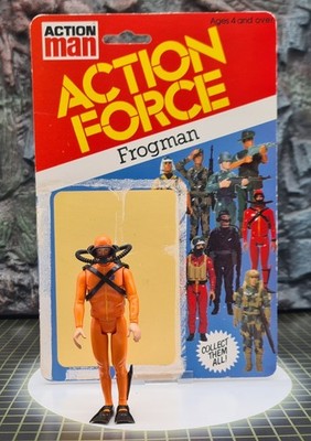 Vintage Action Force Frogman Figur mit Karton 1982 Original Komplett Palitoy