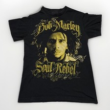Zion Rootwear Bob Marley Short Sleeve Band T Shirt Men  s Size Small Black