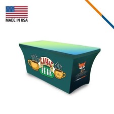 Custom Printed Stretch Table Cover for Events Shows Retail - 3 Sizes 4, 6, 8 Ft