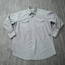 Ranch And Town Shirt Button Up Pearl Snap Men Gray Western Made In USA 17 34