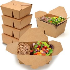 2-Compartment Kraft Takeaway Food Boxes Leak-Proof Cardboard Snack Containers