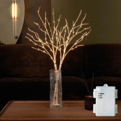 Fudios Birch Branch Lights with Timer for vase 100 LED Lighted Willow Twig 32...