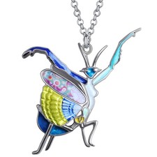 Enamel Alloy Praying Mantis Necklace Insects Pendant Novelty Jewelry for Wo - 01