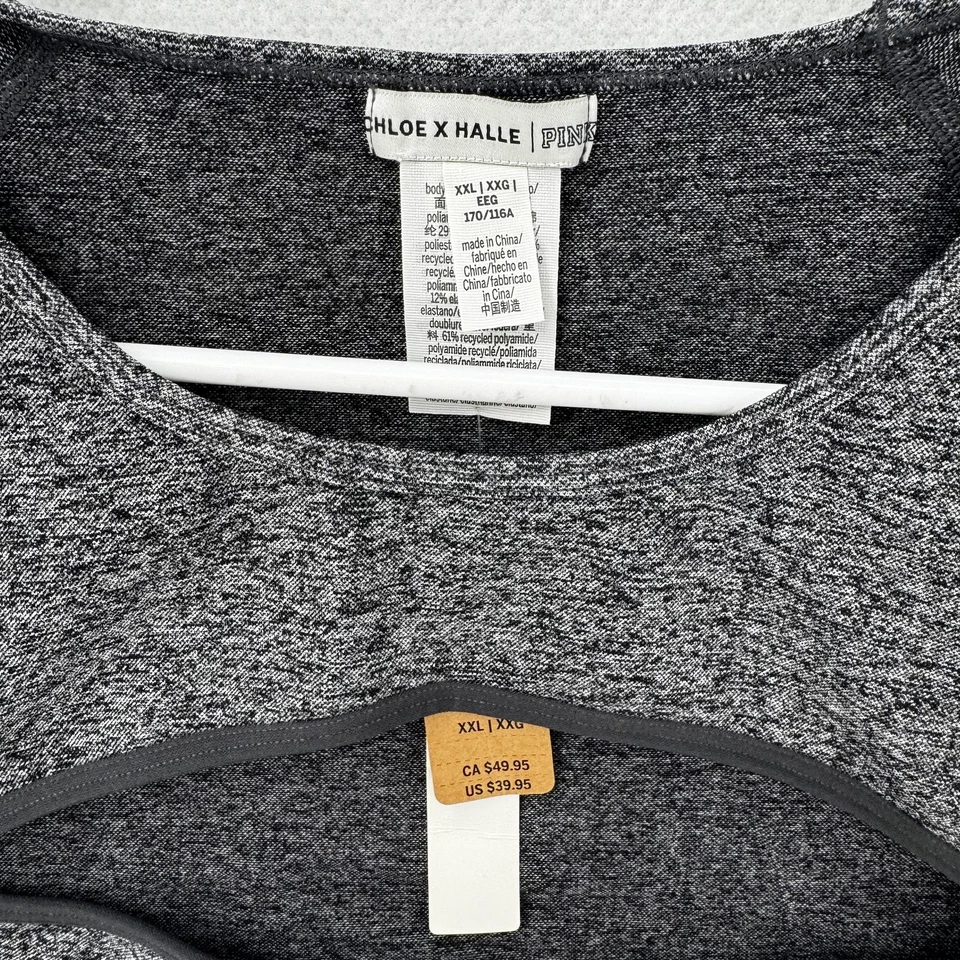 Camisa ROSA Chloe x Halle Para Mujer 2XL Gris Manga Larga Recorte Recortado Atlético Raglán Foto 3 de 4