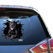 Black Labrador Car Window Decal Funny Dog Jumping Cracked Glass 3D Sticker