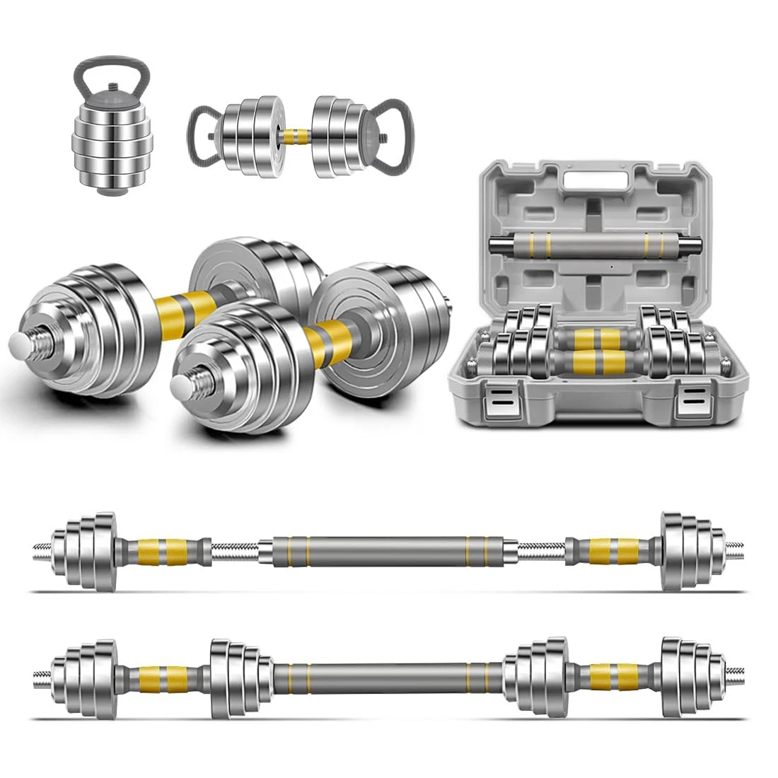 Adjustable Dumbbell Set 20/30/40KG Weights Set, Dumbbell Barbell Kettleb...