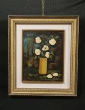 Giuseppe Granucci olio tela composizione floreale natura morta anni 70 cornice