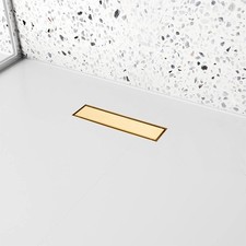 12 inch Linear Shower Drain with Removable Square Hole Panel by Using Brushed...