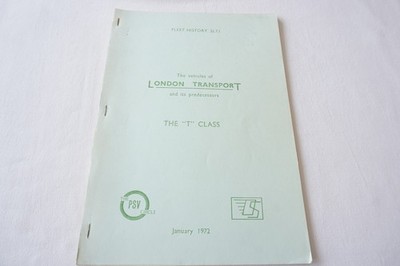 Jan 1972 London Transport T-Klasse Bus Flotte Geschichte PSV Kreis Liste Buch 2LT1