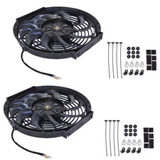 2x 12 Inch Universal Slim Fan Push Pull Electric Radiator Cooling 12v Mount Kit