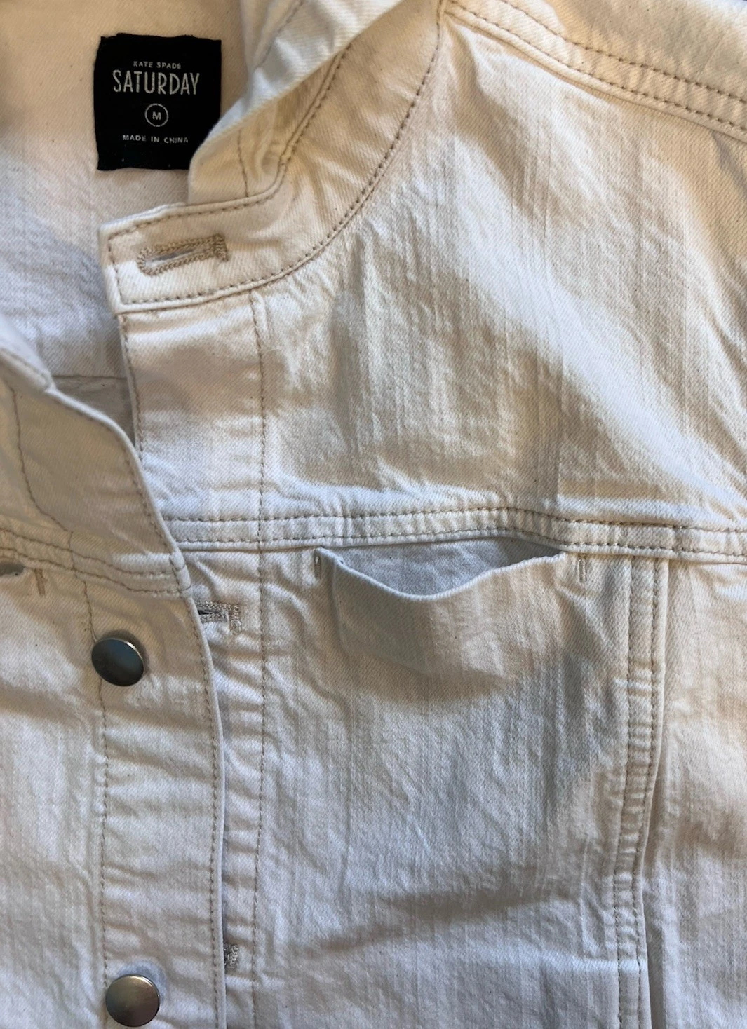 KATE SPADE Saturday Giacca Donna con Cappuccio Dean Denim Bianco Taglia Media