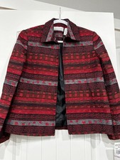 NWT Alfred Dunner 6P Jacket Red Western Southwestern Beaded Tapestry Blazer Peti