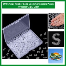 300 S Clips Rubber Band Loom Connectors Plastic Bracelet Clips, Clear