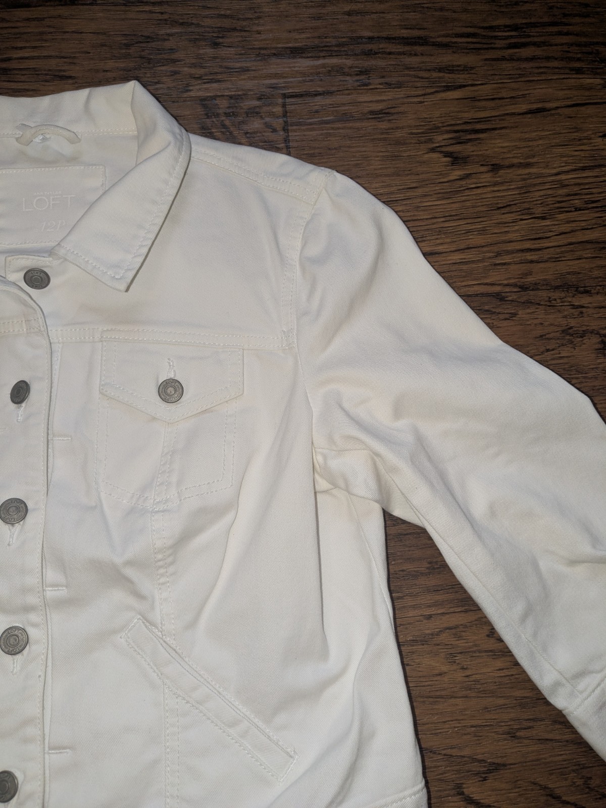 LOFT White Button Front Collared Jacket Womens 12… - image 5