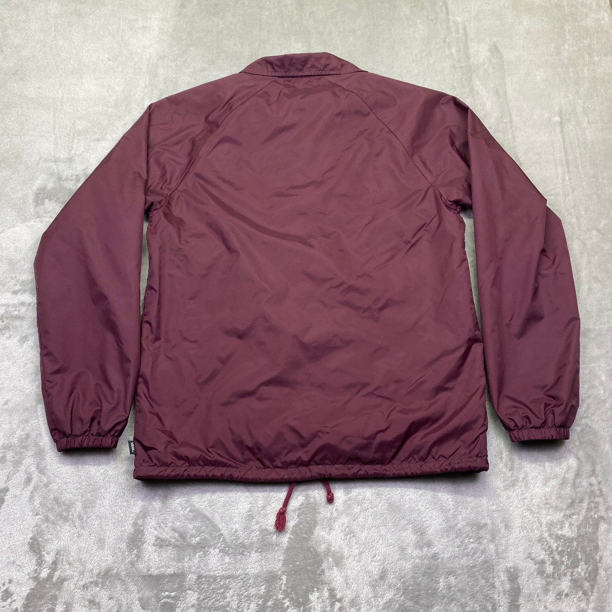 Vans Torrey Coaches Jacket Mens Small Burgundy Maroon Snap Front 
