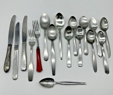 Lot of 17 Mixed Brands and Patterns of Stainless Steel Flatware Silverware