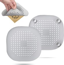 2 Pack Hair Drain Catcher,Square Drain Cover for Shower Silicone Hair Stopper