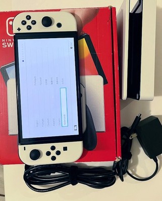 Nintendo Switch OLED Model Handheld Console - 64GB - White - USED + Pikachu Case